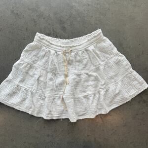 Vintage Y2K Aerie White Tiered Mini Skirt Crinkled Women Medium Boho